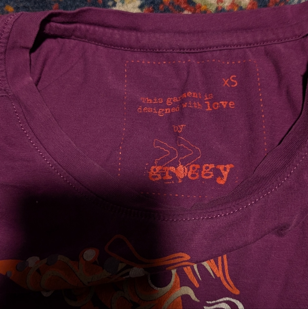 Y2k Purple And Orange Button Sleeve Shirt - Picture 2 of 3